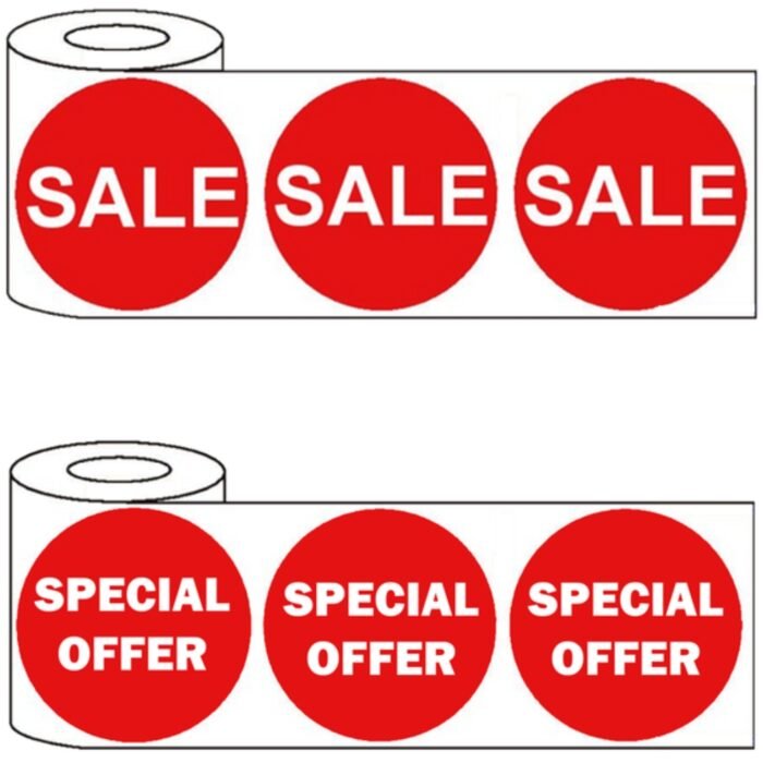 500x45mm Round Adhesive Sale & Special Offer Stickers - Discounted Promo Labels