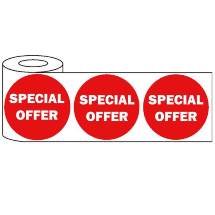 500x45mm Round Adhesive Sale & Special Offer Stickers - Discounted Promo Labels