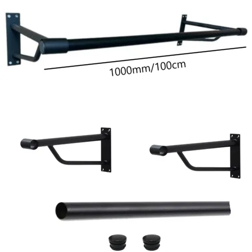 Heavy Duty Wall Mounted Hanging Clothes Rail 1000mm - Black