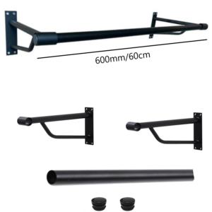 Heavy Duty Wall Mounted Hanging Clothes Rail 600mm - Black