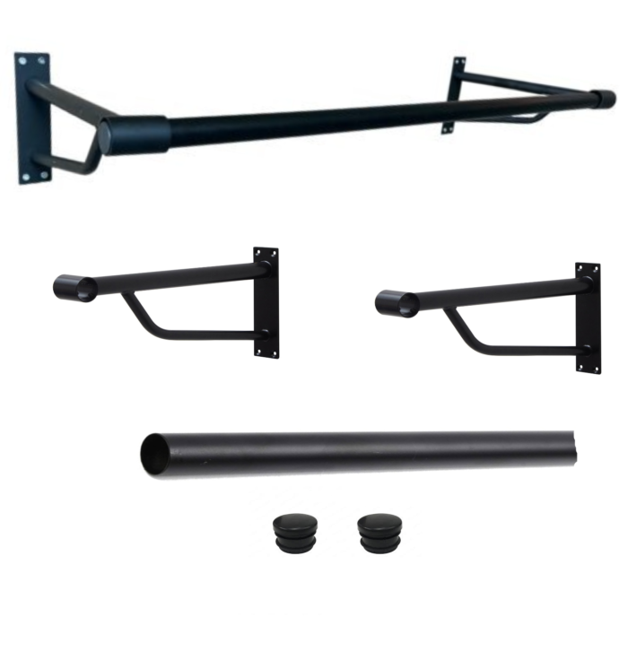 Heavy Duty Wall Mounted Hanging Clothes Rail 600mm - Black