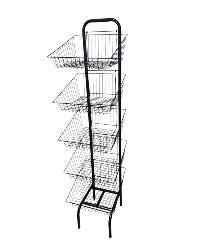 5 Tier Basket Stand For Bread Crisps Snacks - Black