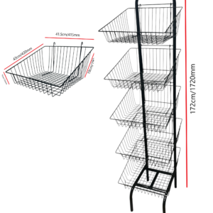 5 Tier Basket Stand For Bread Crisps Snacks - Black