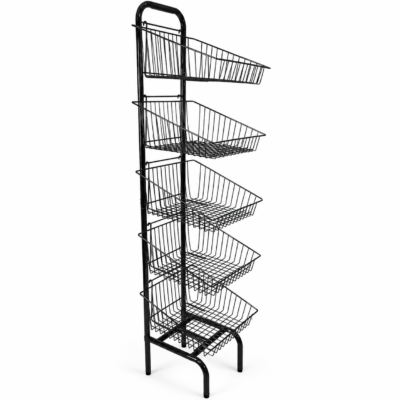 5 Tier Basket Stand For Bread Crisps Snacks - Black