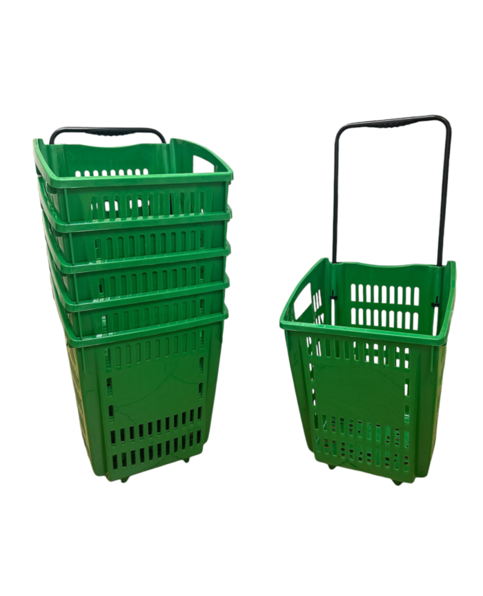 65liter green - Plastic Shopping Trolley Basket 52L Green