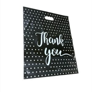 Premium Black Thank you Plastic Carrier Bags