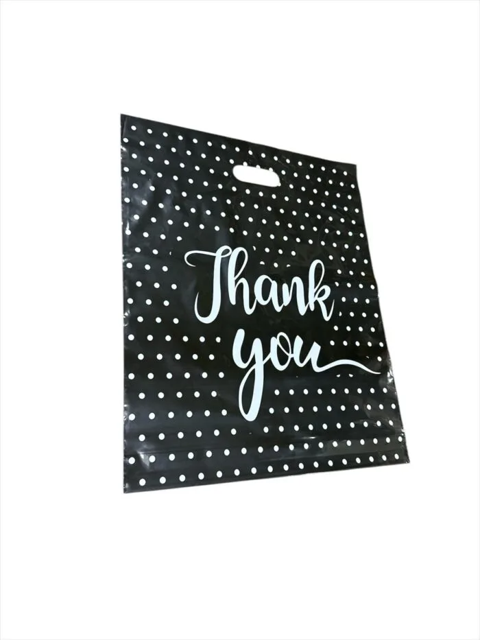 Premium Black Thank you Plastic Carrier Bags