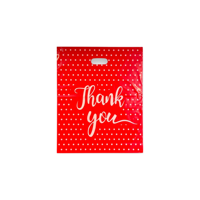 Premium Red Thank you Plastic Carrier Bags