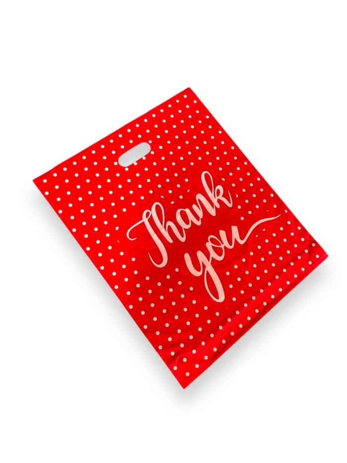 Premium Red Thank you Plastic Carrier Bags