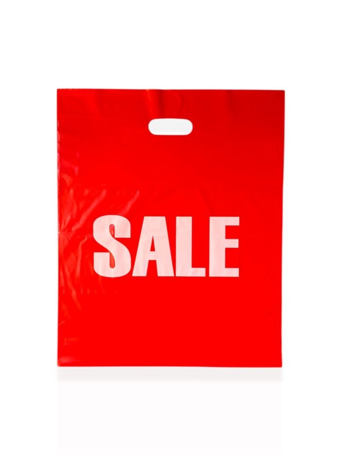 Premium Red & White "SALE" Plastic Carrier Bags