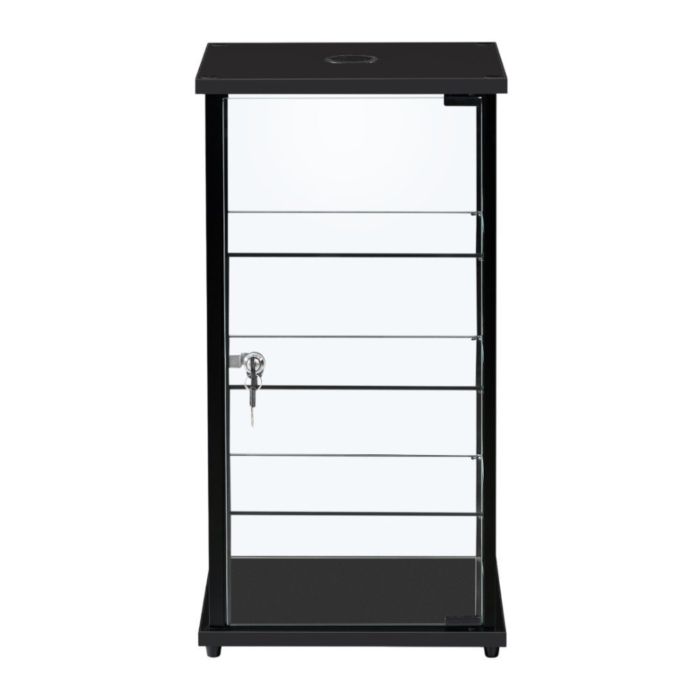 Premium Lockable Black Aluminium Display Cabinet with LED Light | Glass Showcase Countertop & 3 Shelves for Retail and Home - Image 2