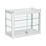 Lockable Glass Display Cabinet – Silver Aluminium Countertop