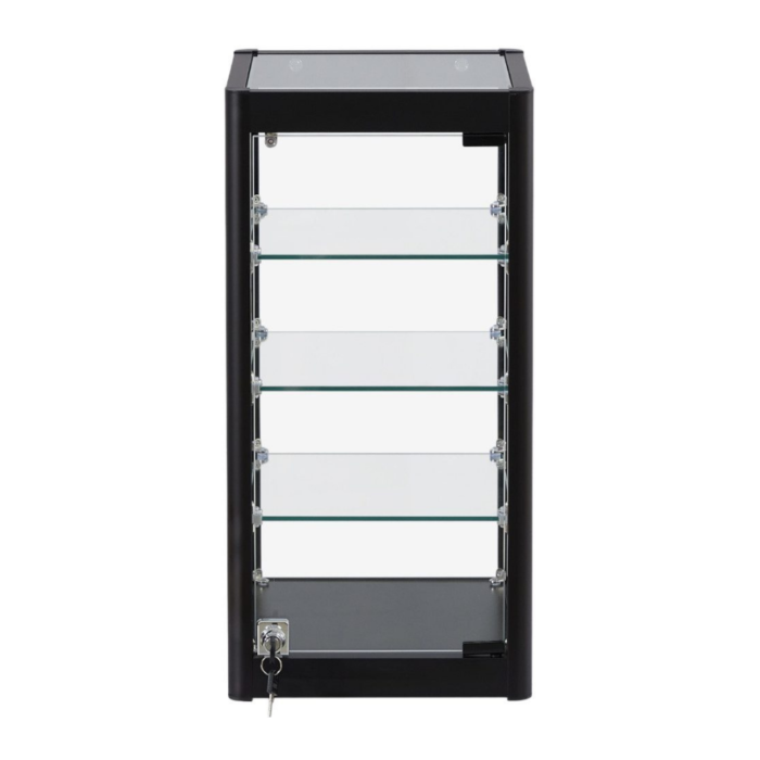 Black Aluminium Glass Countertop Display Cabinet | Lockable Showcase with 3 Adjustable Shelves for Retail and Exhibitions - Image 2