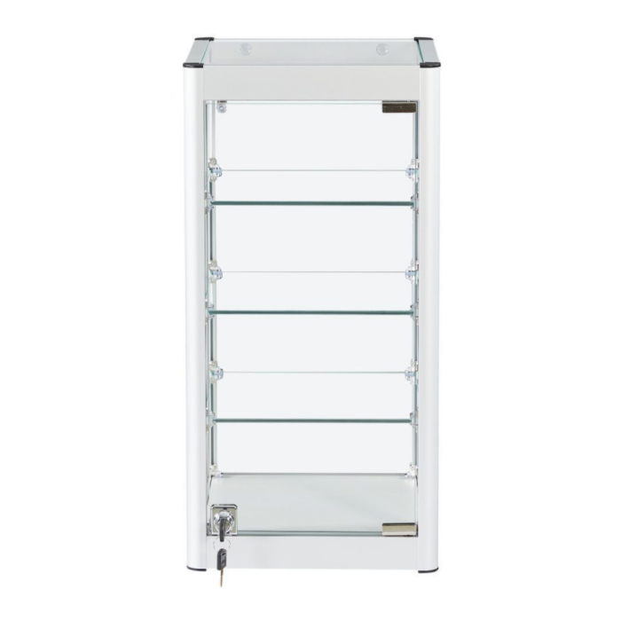 Silver Aluminium Glass Countertop Display Cabinet | Lockable Showcase with 3 Adjustable Shelves for Retail and Exhibitions - Image 3