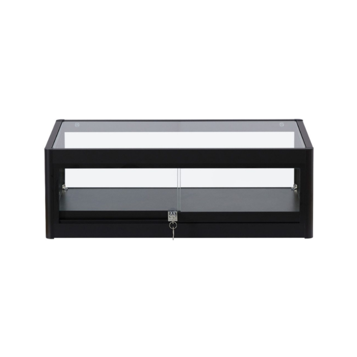 Lockable Black Aluminium Glass Countertop Display Case | Secure Showcase with Sliding Doors for Retail and Exhibitions - Image 2