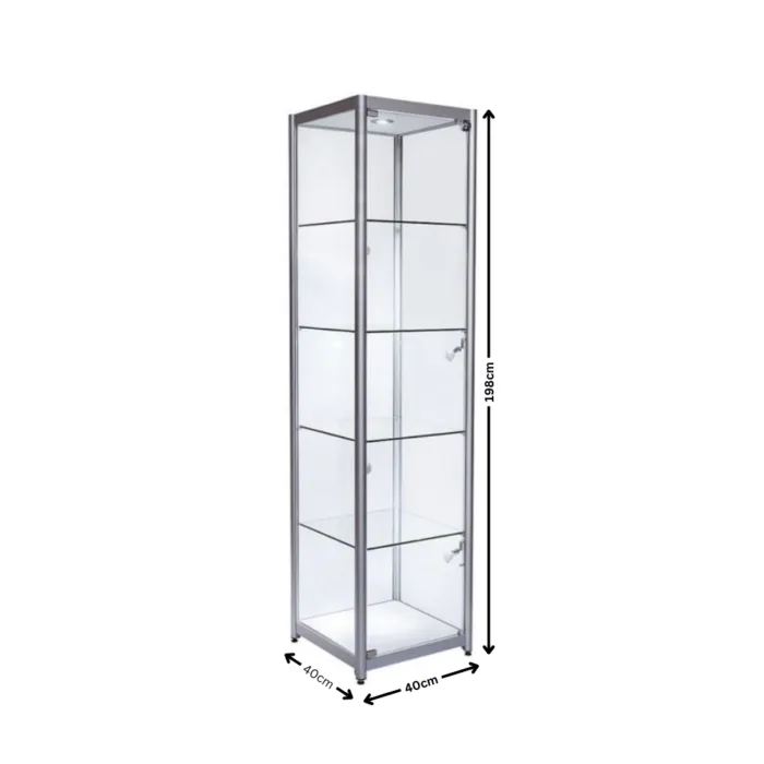 aluminium-tower-showcase-with-single-door-198cm-x-40cm-x-40cm-medium-dim