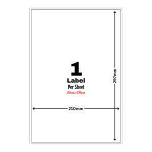 White Address Printer Labels - 1 Label per Sheet - 210mm x 297mm