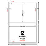 White Address Printer Labels - 2 Label per Sheet - 199.6mm x 143.5mm