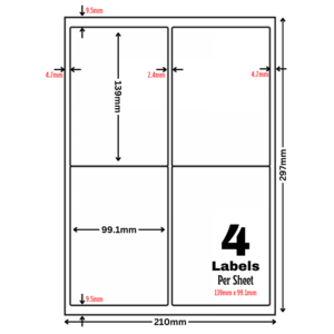 White Address Printer Labels - 2 Label per Sheet - 139mm x 99.1mm