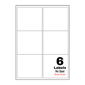 White Address Printer Labels - 6 Label per Sheet - 99mm x 93mm