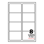 White Address Printer Labels - 8 Label per Sheet - 99.1mm x 67.7mm A4 White Labels 8/Sheet
