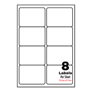 White Address Printer Labels - 8 Label per Sheet - 99.1mm x 67.7mm