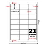 White Address Printer Labels - 21 Label per Sheet - 63.5mm x 38.1mm