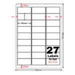White Address Printer Labels - 27 Label per Sheet - 62mm x 30.1mm