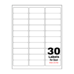 White Address Printer Labels - 30 Label per Sheet - 64mm x 26.7mm White A4 Labels 30/Sheet