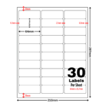 White Address Printer Labels - 30 Label per Sheet - 64mm x 26.7mm