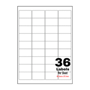 White Address Printer Labels - 36Label per Sheet - 48.3mm x 29.7mm