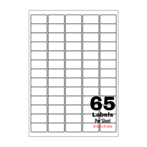 White Address Printer Labels - 65 Label per Sheet - 38.1mm x 21.2mm