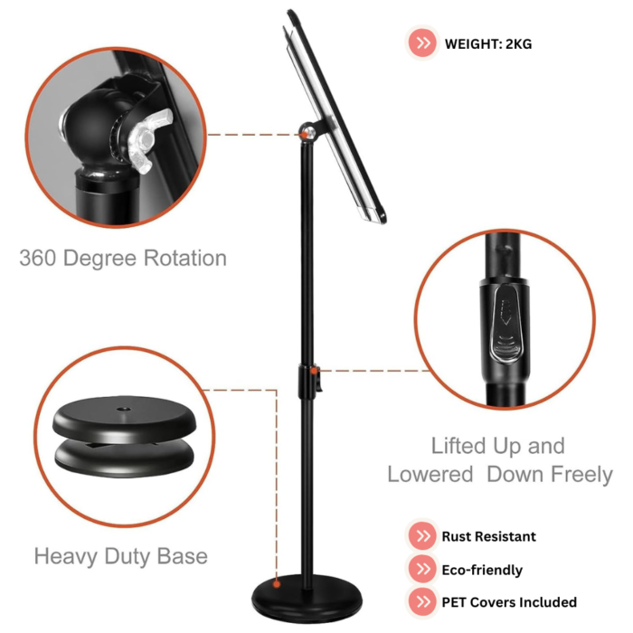 Adjustable A3 Menu Holder Stand | Rotatable Floor-Standing Snap Frame for Restaurants, Events, Offices, and Retail | Sleek Silver Design - Image 4