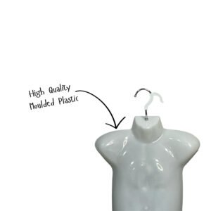 white mannequin torso with a hook on top