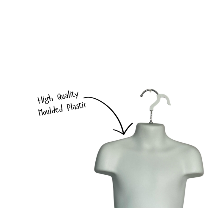 white mannequin torso with a hook on top