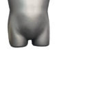 black matt kids hanging body form, mannequin torso, designed for displaying clothing, with no arms or head, featuring a metal hook at the top.