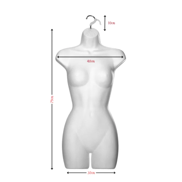 White Female Hanging Body Form Size Chart
