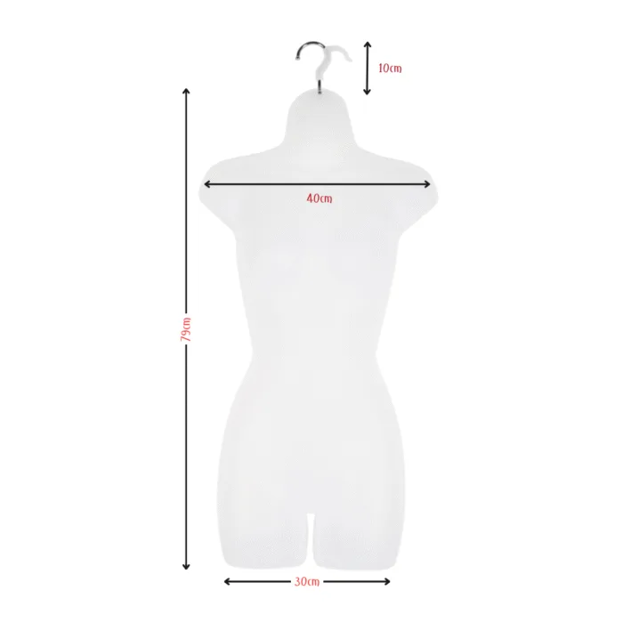 White Frosted Female Hanging Body Form Size Chart