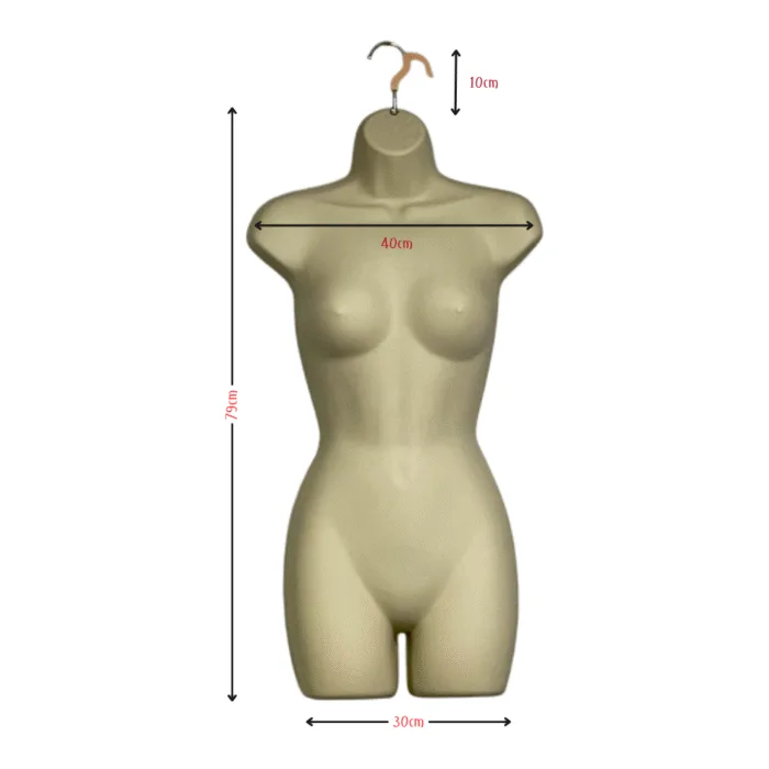 Fleshtone Female Hanging Body Form Size Chart