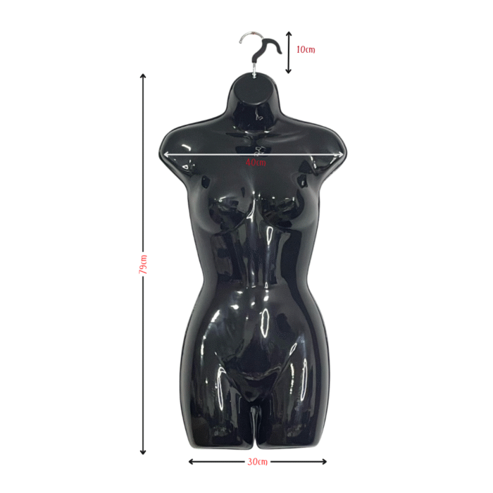 Black Gloss Female Hanging Body Form Size Chart
