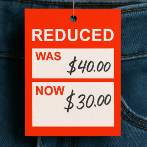 Red Reduced Was and Now Hanger Tickets