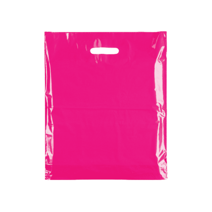 Medium Plastic hot pink carrier bags – bulk plain hot pink carrier bags for retail and events