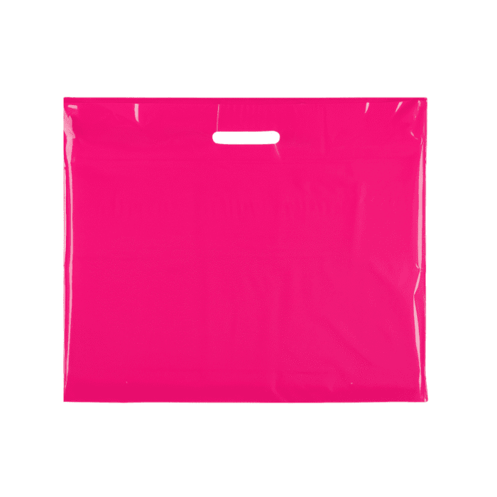 Large Plastic hot pink carrier bags – bulk plain hot pink carrier bags for retail and events