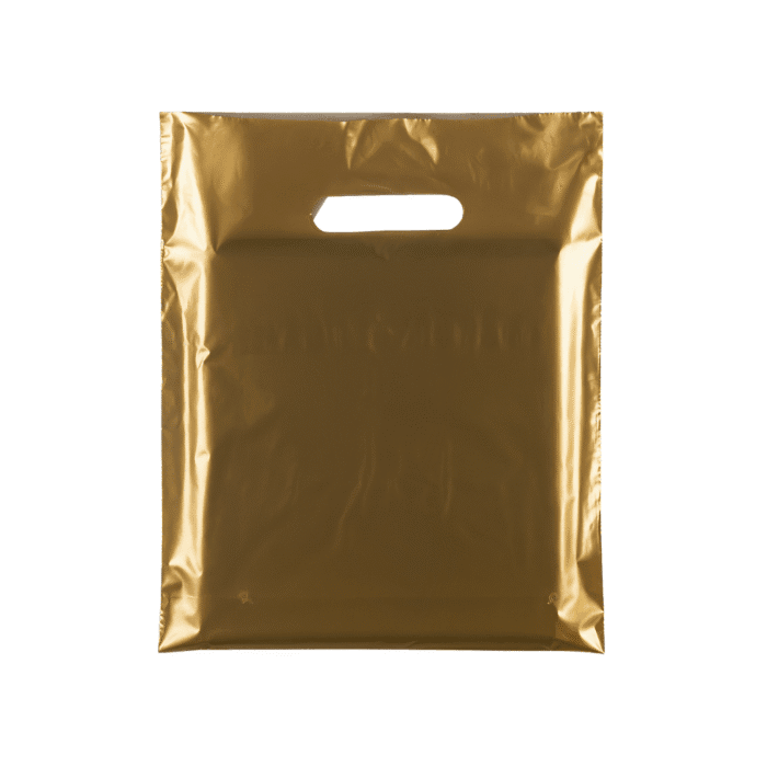 Medium Plastic gold carrier bags – bulk plain gold carrier bags for retail and events