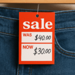 Red Sale Was and Now Hanger Tickets