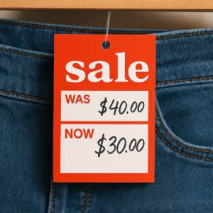 Red Sale Was and Now Hanger Tickets