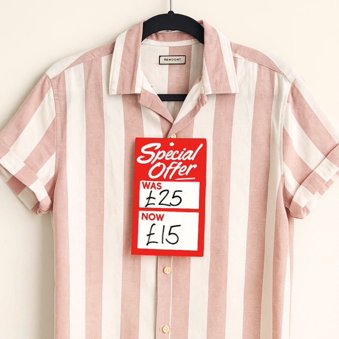 Red Special Offer Was and Now Hanger Tickets