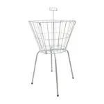 Round dump bin with white wire frame, collapsible design, and central ticket holder for retail display.