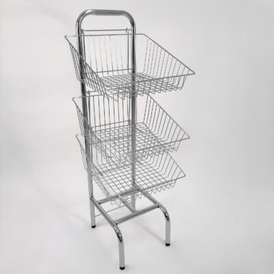 3 Tier Basket Stand - Chrome for Bread, Crisps, Snacks