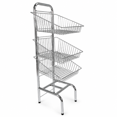 3 Tier Basket Stand - Chrome for Bread, Crisps, Snacks